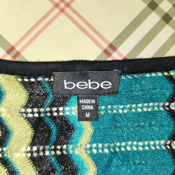 Bebe Chevron Zig Zag Multi Glitter Lightweight Sweater Size M Medium - Picture 4 of 4